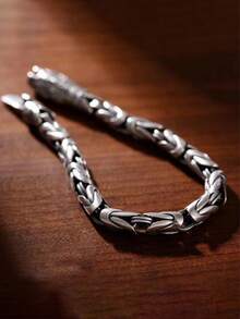 Fashionable Retro Men's Peace Braided Silver-Plated Bracelet With Vajra, Hip-Hop Niche Thai Style Accessory - E069 - View 3