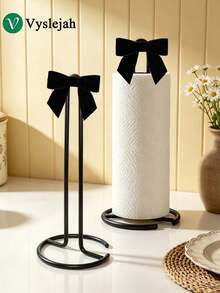 Vyslejah Decorative Paper Towel Holder With Fabric Bow Countertop Kitchen Paper Towel Stand Holder For Kitchen Organization And Storage, Paper Towel Holders For Standard And Large Size Rolls, Apartment Essentials, Kitchen Necessities - View 5