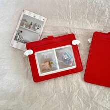 Red Cute Angel Wings Leather Card Holder 3 Inch 2 Slots Korean Style ID Badge Holder Access Card Student Card - A - View 6