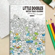Doodle Tracing & Coloring Book, 29*21cm Large Format, Single-Sided Thick Paper, Anti-Bleed, Massive Collection Of Cute Doodle Patterns, Combines Line Tracing & Coloring Gameplay - Single Piece - View 4