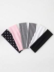 1/3/6 Pcs Polka Dot Headbands For Women, Wide Stretchy Turban Headbands, Non-Slip Elastic Hair Bands For Yoga - Multicolor - View 18