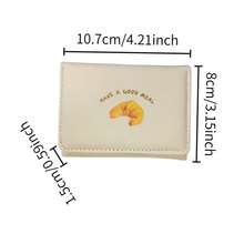 2026 New Cute Croissant Print Mini Women's Wallet, Casual Tri-Fold Multi-Card Slot Zipper Coin Purse, Portable Small Wallet For Daily Use - Multicolor - View 4