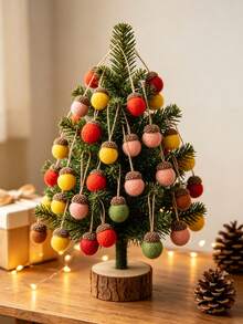 1 Set Christmas Felt Acorn Decorations, Felt Ball Pine Cone Pendants, Can Be Hung On Christmas Tree, Wreath, Wall And Window, Suitable For Christmas Party, Winter Holiday, Family Gathering And DIY Craft Projects - A - View 4