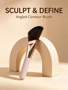 Angled Triangle Contour Makeup Brush, Face-Hugging Side Face Shading Brush, Soft Sculpting Foundation Brush For Cheekbone Jawline Nose Contouring, Beginner Friendly Portable Beauty Makeup Tool - Multicolor - View 2