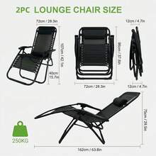 Adjustable Folding Lounge Chair, Portable Outdoor Recliner with Sturdy Frame, Foldable Sun Lounger for Beach Camping Patio Poolside Office Napping - 66 cm - Übersicht 12