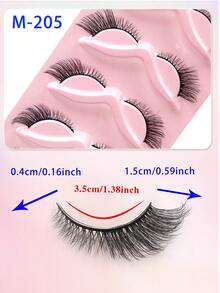 ENCHUW 5 cặp lông mi giả phong cách mắt mèo tự nhiên, lông mi giả tơi xốp 3D dạng dải, lông mi dày và bồng bềnh - màu đen - Xem 2