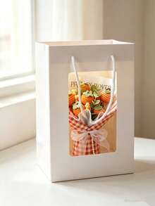 Hand‑Crochet Fruit Bouquet, Artificial Knitted Strawberry Peach Orange Lemon Flower Bouquet, Handmade Woven Decorative Flower Gift For Birthday Festival Home Decor - Multicolor - View 5