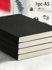 Vintage Black Cover Notebook, Multiple Sizes Available, 256 Pages, High Aesthetic Portable, Suitable For Hand Drawing, Doodling, Creative Work, Daily Notes, Thick Paper, Back To School Stationery, Office Supplies - Multi-color - View 7
