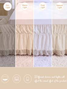 1 Solid Color Greige With Taupe Ruffled Ruffled Trim At The Bottom Bed Skirt (1 Bed Skirt), Simple Daily Cute Classic, Comfortable And Breathable Polyester Fiber, Suitable For All Seasons, Suitable For Bedroom Scenes, Home Decoration, Lace Bed Skirt - Beige - View 10