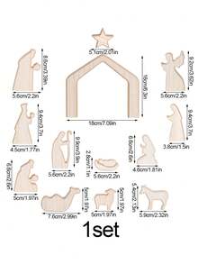 Wooden Christmas Miniature Figurines, Minimalist Bohemian Style Desktop Christmas Nativity Scene Decoration, Suitable For Indoor Home, Fireplace Mantel, Tray Decor, Dining Table, Bookshelf, Office - Multicolor - View 14