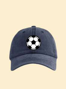 1/2pcs Unisex Multi-Color Distressed Washed Baseball Cap, Football Pattern Print, Adjustable Sweatband Sun Protection Vintage Casual Hat, Suitable For Outdoor - Multicolor - View 20