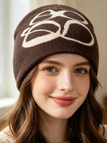 1pc Vintage Style Glasses Knit Beanie Hat, Autumn/Winter Streetwear Unisex Casual Warm Minimalist Woolen Cap - Multicolor - View 4
