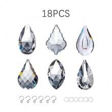 18pcs/28pcs DIY Crystal Prism Water Drop Pendant Set, Glass Bead Icicle Drip Decor With Hooks, Suitable For Dreamcatchers, Jewelry Making, Wedding Backdrop, Window Hanging Decor, Christmas Tree And Home Decoration - DIY Solar Catcher Kit - View 7