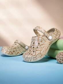 Kids All-Season Printed Slides, Non-Slip EVA Casual Fashion, Comfortable Soft Thick Sole Beach Shoes Clogs Sports Slippers - Khaki - View 5