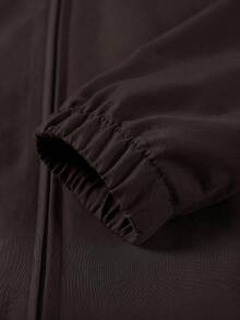 Men's Zippered Turn-Down Collar Harrington Jacket, Raglan Sleeve Elastic Cuff Side Pocket Casual Lightweight Outerwear, Suitable For Spring And Autumn Daily Wear - Coffee Brown - View 7