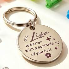 1pc English Inspirational Engraved Stainless Steel Keychain, Sweet Gift For Girlfriend And Best Friend - A - View 5