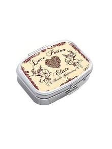 Vintage Angel Print Storage Box – Square Pill Case With Portable Compartmts; Suitable For Daily Meds, Vitamins, And Emergency Kits. - Multicolor - View 14