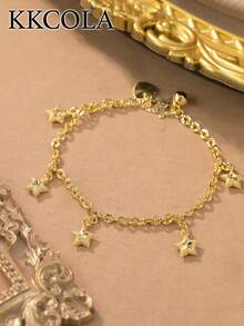 KKCOLA 1pc Cross-Border Fashion Star Bracelet, Party Gathering Holiday Gift Jewelry Accessory, Daily Matching, Popular Jewelry For Lover, Mom, Daughter - Yellow Gold - View 8