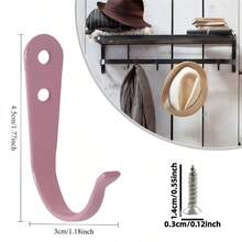 6/12pcs Pink J-Shaped Hooks-Delicate Peach Pink Wall Mounting Hooks With Screws For Bedroom, Entryway, Key, Coat, And Additions Hanging Hooks With Heartfelt Decorative Load-Bearing Design, Utility Hooks - Multicolor - View 6