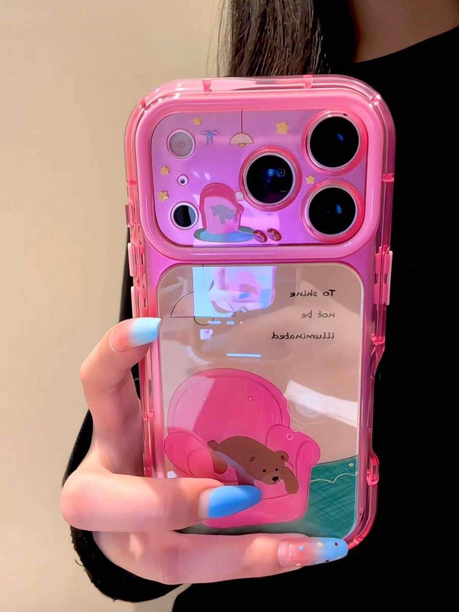 Korean Style Cute Cartoon Bear Phone Case Compatible With Iphone 17 Pro Max, Soft Girl Aesthetic, New Apple 16 Pro, 15 Pro, 18 Pro Max, Full Coverage Shockproof Protective Cover For Women - Multicolor - View 1