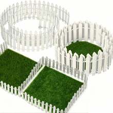 5pcs Garden Yard Micro Landscape Decoration Set, Includes 2pcs 35.4 Inch Mini Garden Fence And 3pcs 6x6 Inch Artificial Garden Lawn, Suitable For Mini Garden DIY Decoration, Potted Plant Decoration, Toy Train Landscape - 3pcs Lawn + 2pcs Fence - View 9