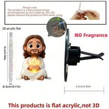 2D Flat Jesus Holding Cross Car Air Vent Clip, Car Air Conditioner Outlet Decoration, Perfect Gift For Mom/Girlfriend/Friend, Suitable For Any Occasion - A - View 4