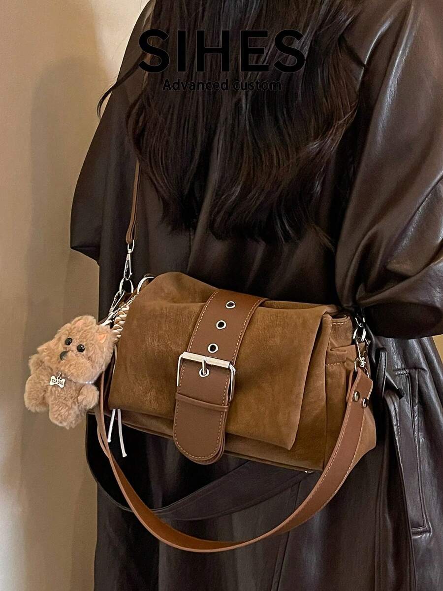 1pc Solid Color PU Leather New Women's Bag, Shoulder Bag, Crossbody Bag, Fashionable Underarm Baguette Bag, Suitable For Commuting, Shopping, Dating