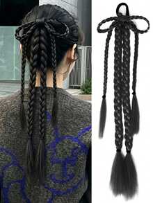 18inch Synthetic Bow Braided Ponytail Hair Extensions Braided With Elastic Rubber Band For Women Daily/Party/Music Festival Use - Multicolor - View 7