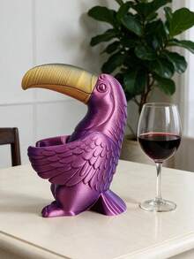 Toucan Shaped European Style Wine Rack Creative Home Wine Holder Living Room Decor Personalized Theme Bar Decoration Wine Rack Can Be Used As Decorative Ornament Supports Bordeaux 750ml Bottles Up To 76.6mm Diameter PLA Material Gradient Color Random Color Not Controllable - Multicolor - View 7