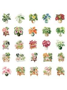 50PCS,Colorful Leaves Transparent Stickers,Scrapbook Supplies,Creative And Aesthetic Design Sticker,Suitable For Mobile Phone Cases,Tablets,Mobile Phone,Laptops,Suitcases,Cars,Notebooks,Helmet,Guitar,Skateboard,Storage Box,Computer, - 50pcs - View 3