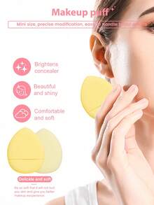 All-In-One Makeup Tool Set, Includes Soft Makeup Sponge, Mini Sponge, Triangle Powder Puff, Cushion Powder Puff And Mini Cushion Powder Puff, Suitable For Foundation, Concealer And Setting Powder, Dual-Use Dry And Wet Makeup Tools, Essential Makeup Accessories For Women's Daily Use - Yellow - View 7