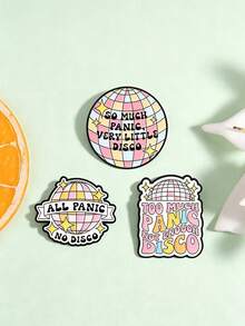 Disco Ball Enamel Pins, Funny Slogan Brooch Set, Retro Colorful Text Badges For Jackets Backpacks Decor Accessories - Multicolor - View 3