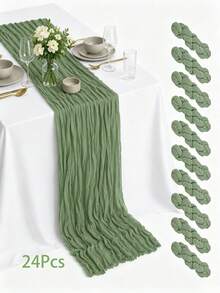 Bohemian Style Polyester Table Runner, Pleated Design, Solid Color Tablecloth, Holiday Table Decor Fabric Flag, Home Decor, Dining Table Decor, Room Decor, Wedding Decor - Multicolor - View 131