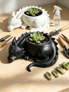 1pc/10pcs Resin Succulent Plant Pot, Dragon Shape, Textured Scale Carving, Built-In Planting Groove, Plant Cultivation Function, Decorative Dragon Statue Planter, Indoor Desktop Home Daily Decor Plant Container - Multiple Styles - View 4