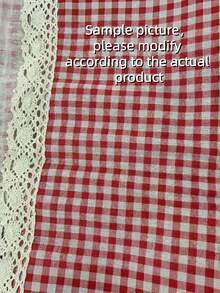 1pc Charming Red & White Plaid Rectangular Picnic Blanket - Wedding Season, Vacation Season Woven Viscose Tablecloth With Lace Trim, Suitable For Winter Camping, Beach Outings And Photography Background, Picnic Accessories (Non-Waterproof) - Red - View 8