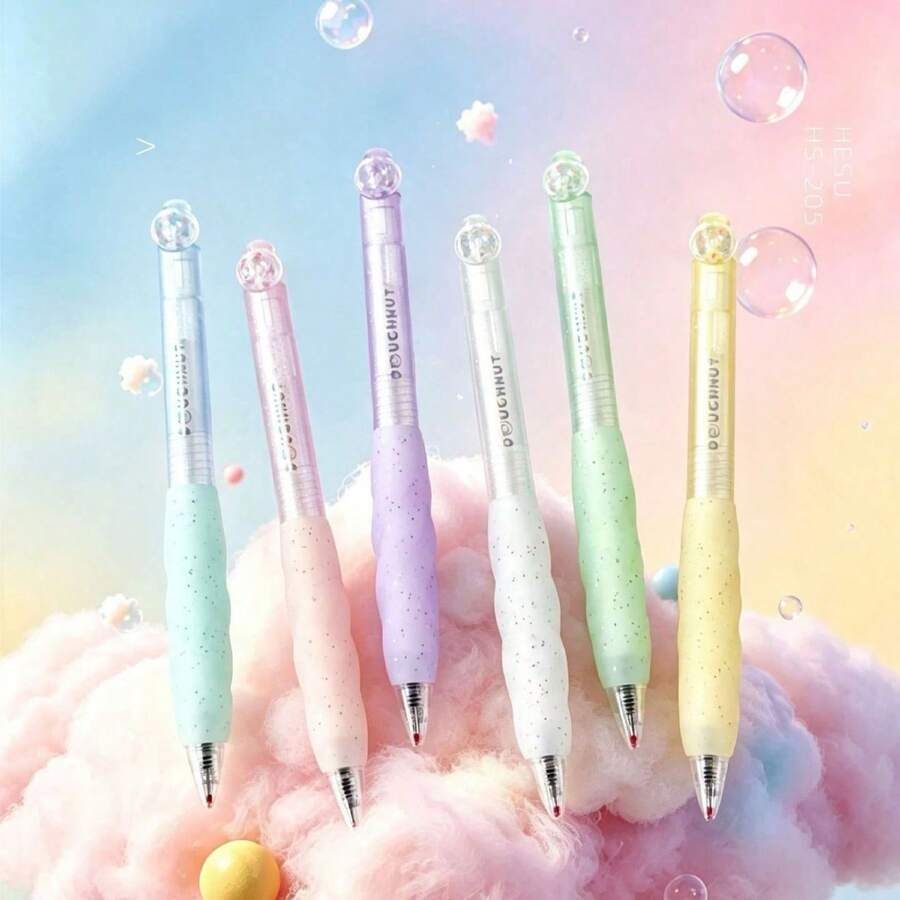可伸縮凝膠墨水筆 0.5mm 細尖 黑色墨水 旋轉按壓式 可愛書寫筆 適用日記、辦公與筆記 高品質順滑書寫 快乾抗污黑墨水 學校與禮品適用 - 多色 - 查看 1