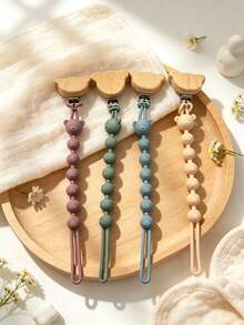 Bear-Shaped Pacifier Chain With Personalized Name Customization, Personalised Baby Name Animal Pacifier Clips Dummy Chain Holder - Multicolor - View 4