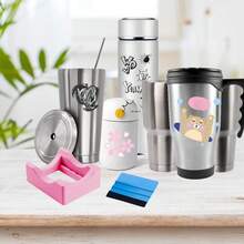 1pc Silicone Cup Holder With Built-In Card Slot, DIY Tumbler Handmade Stand, Suitable For Water Cup Crafting, Vinyl Sticker Decoration, Heat Transfer Printing, Silicone Cup Rack, Compatible With Stanley Tumblers, Coffee Cups, Glass Cups, Water Bottles, Cans, Scratch-Resistant, Multi-Size Applicable, Reusable, Rotary Cup Machine Accessory - Multicolor - View 4