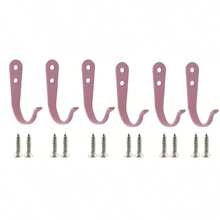 6/12pcs Pink J-Shaped Hooks-Delicate Peach Pink Wall Mounting Hooks With Screws For Bedroom, Entryway, Key, Coat, And Additions Hanging Hooks With Heartfelt Decorative Load-Bearing Design, Utility Hooks - Multicolor - View 7