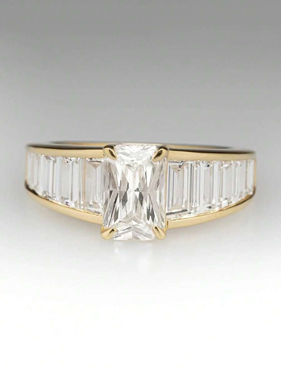 1pc Elegant Cubic Zirconia Ring, Women's Wedding Anniversary Accessory Gift - 1# - View 1