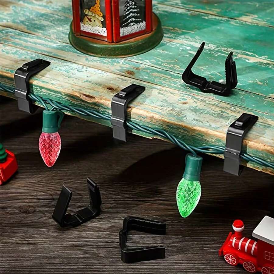 10pcs Plastic Light Clips - Christmas Halloween Decoration Hooks, Suitable For Gutters, Fences, Eaves | Outdoor Indoor Yard Party Decoration Hanging Clips - Multicolor - View 1