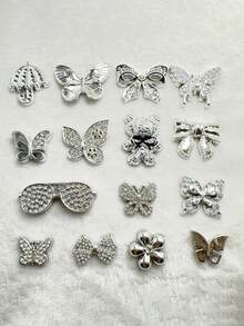 Fashionable Oil-Drip Rhinestone Butterfly Shoe Charms, Women's Shiny Rhinestone Shoe Buckles Fashion Decor For Bags/Clothes/Shoes - Multicolor - View 3