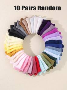1/10/20 Pairs Random Solid Color Toddler Autumn Socks, Winter Newborn Socks, Newborn Essentials, Baby Baptism Gift, Halloween, Christmas, Autumn Decoration - Multicolor - View 14