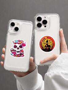50Pcs Playful Cartoon Halloween Stickers, Cute Ghost, Pumpkin, Mummy, Zombie And Spider Elements, Bright Vivid‑Tone Illustration, For Journal, Water Bottle, Notebook, Storage Box Decoration - Multicolor - View 3