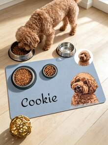 1pc Custom Pet Photo Food Mat, Personalized Dog Cat Feeding Placemat With Pet Photo & Name, Pet Bowl Mat, Pet Lover Gift, Puppy & Cat Feeding Mat, Kitchen Home Decor - Multicolor - View 3
