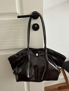 Large Capacity Women's New Fashion Casual Niche Shoulder Underarm Bag, Ruched Commuter Tote Bag - Coffee Brown - View 6