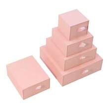 1/5/10 piezas Caja de joyas rosa, caja de almacenamiento con cajón pequeño, soporte portátil para exhibición de pendientes, anillos, collares y pulseras, forro de esponja negra, apilable, almacenamiento de tocador de dormitorio, organizador de joyas de viaje, almacenamiento de cosméticos diarios y accesorios pequeños, caja de embalaje de regalo - Multicolor - Ver 11