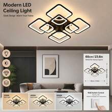 Novel Square Grid Ceiling Light: High Transparency Acrylic Material, Three-Color Dimmable, Large Space No Blind Spots, Wide Illumination. Soft And Glare-Free - Perfect For Living Room, Villa, Bedroom And Dining Room Use. Widely Used In Home Lighting And Decoration. - Multicolor - View 9