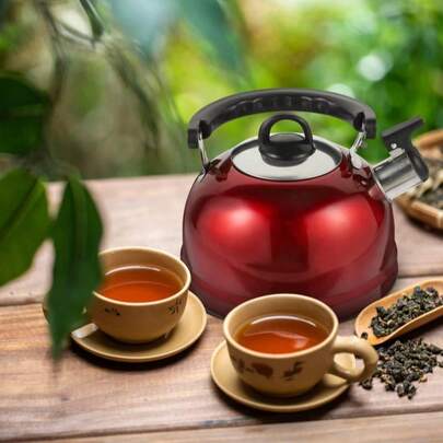 Stainless Steel Stovetop Kettle Whistling Tea Pot With Comfortable Handle 7Inch Metal Teapot For Gas Stove And Induction Cooker
