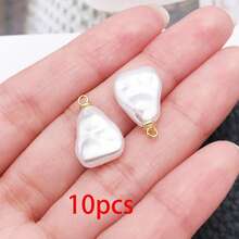 10/20pcs Imitation Baroque Pearl Charms Heart Star Shell Clover Pearl Pendants With Loop For DIY Bracelet Earring Necklace Jewelry Making Supplies - White - View 20